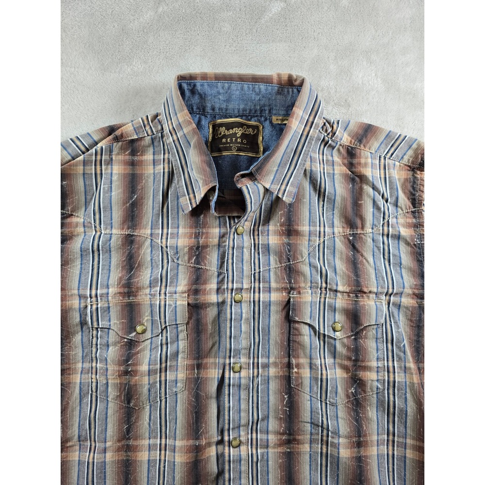 Wrangler Retro Western Shirt Mens‎ Large Snap Plaid Button Up Long Sleeve *Read